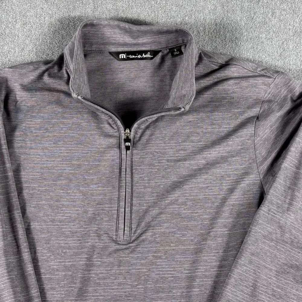 Travis Mathew Mens Gray Space Dye Quarter Zip Pullover Golf Shirt Size S Small